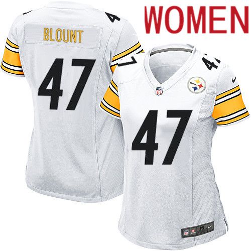 Women Pittsburgh Steelers #47 Mel Blount Nike White Game NFL Jersey